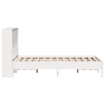 vidaXL Pat cu bibliotecă fără saltea, alb, 140x200 cm, lemn masiv pin vidaXL Pat cu bibliotecă fără saltea, alb, 140x200 cm, lemn masiv pin
