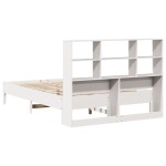 vidaXL Pat cu bibliotecă fără saltea, alb, 140x200 cm, lemn masiv pin vidaXL Pat cu bibliotecă fără saltea, alb, 140x200 cm, lemn masiv pin