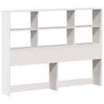 vidaXL Pat cu bibliotecă fără saltea, alb, 140x200 cm, lemn masiv pin vidaXL Pat cu bibliotecă fără saltea, alb, 140x200 cm, lemn masiv pin