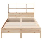 vidaXL Pat cu bibliotecă fără saltea, 120x200 cm, lemn masiv de pin vidaXL Pat cu bibliotecă fără saltea, 120x200 cm, lemn masiv de pin