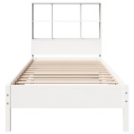 vidaXL Pat cu bibliotecă fără saltea, alb, 90x200 cm, lemn masiv pin vidaXL Pat cu bibliotecă fără saltea, alb, 90x200 cm, lemn masiv pin