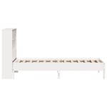 vidaXL Pat cu bibliotecă fără saltea, alb, 90x200 cm, lemn masiv pin vidaXL Pat cu bibliotecă fără saltea, alb, 90x200 cm, lemn masiv pin