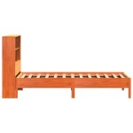vidaXL Pat cu bibliotecă fără saltea, maro, 90x200 cm, lemn masiv pin vidaXL Pat cu bibliotecă fără saltea, maro, 90x200 cm, lemn masiv pin