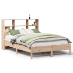 vidaXL Pat cu bibliotecă fără saltea, 140x190 cm, lemn masiv de pin vidaXL Pat cu bibliotecă fără saltea, 140x190 cm, lemn masiv de pin