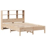 vidaXL Pat cu bibliotecă fără saltea, 140x190 cm, lemn masiv de pin vidaXL Pat cu bibliotecă fără saltea, 140x190 cm, lemn masiv de pin
