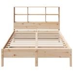 vidaXL Pat cu bibliotecă fără saltea, 140x190 cm, lemn masiv de pin vidaXL Pat cu bibliotecă fără saltea, 140x190 cm, lemn masiv de pin