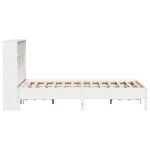 vidaXL Pat cu bibliotecă fără saltea, alb, 140x190 cm, lemn masiv pin