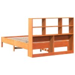 vidaXL Pat cu bibliotecă fără saltea maro 135x190 cm lemn masiv de pin