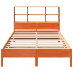vidaXL Pat cu bibliotecă fără saltea, maro, 120x190 cm, lemn masiv pin vidaXL Pat cu bibliotecă fără saltea, maro, 120x190 cm, lemn masiv pin