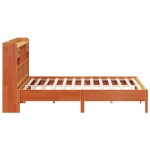 vidaXL Pat cu bibliotecă fără saltea maro 200x200 cm lemn masiv de pin