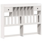 vidaXL Pat cu bibliotecă fără saltea, alb, 160x200 cm, lemn masiv pin vidaXL Pat cu bibliotecă fără saltea, alb, 160x200 cm, lemn masiv pin