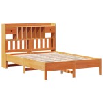 vidaXL Pat cu bibliotecă fără saltea maro 150x200 cm lemn masiv de pin