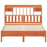 vidaXL Pat cu bibliotecă fără saltea maro 150x200 cm lemn masiv de pin