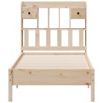 vidaXL Pat cu bibliotecă fără saltea, 90x200 cm, lemn masiv pin vidaXL Pat cu bibliotecă fără saltea, 90x200 cm, lemn masiv pin