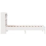 vidaXL Pat cu bibliotecă fără saltea, alb, 90x200 cm, lemn masiv pin vidaXL Pat cu bibliotecă fără saltea, alb, 90x200 cm, lemn masiv pin