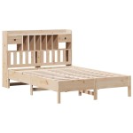 vidaXL Pat cu bibliotecă fără saltea, 140x190 cm, lemn masiv de pin