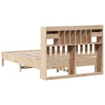 vidaXL Pat cu bibliotecă fără saltea, 140x190 cm, lemn masiv de pin