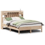vidaXL Pat cu bibliotecă fără saltea, 135x190 cm, lemn masiv de pin vidaXL Pat cu bibliotecă fără saltea, 135x190 cm, lemn masiv de pin