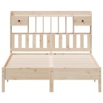 vidaXL Pat cu bibliotecă fără saltea, 135x190 cm, lemn masiv de pin vidaXL Pat cu bibliotecă fără saltea, 135x190 cm, lemn masiv de pin