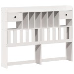 vidaXL Pat cu bibliotecă fără saltea, alb, 135x190 cm, lemn masiv pin