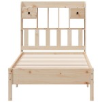 vidaXL Pat cu bibliotecă fără saltea, 75x190 cm, lemn masiv de pin