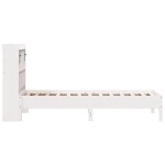 vidaXL Pat cu bibliotecă fără saltea, alb, 75x190 cm, lemn masiv pin vidaXL Pat cu bibliotecă fără saltea, alb, 75x190 cm, lemn masiv pin