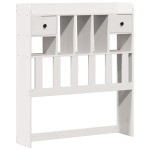vidaXL Pat cu bibliotecă fără saltea, alb, 75x190 cm, lemn masiv pin vidaXL Pat cu bibliotecă fără saltea, alb, 75x190 cm, lemn masiv pin