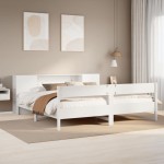 vidaXL Pat cu bibliotecă fără saltea, alb, 200x200 cm, lemn masiv pin vidaXL Pat cu bibliotecă fără saltea, alb, 200x200 cm, lemn masiv pin