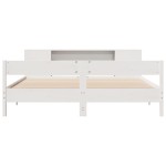 vidaXL Pat cu bibliotecă fără saltea, alb, 200x200 cm, lemn masiv pin vidaXL Pat cu bibliotecă fără saltea, alb, 200x200 cm, lemn masiv pin