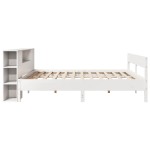 vidaXL Pat cu bibliotecă fără saltea, alb, 200x200 cm, lemn masiv pin vidaXL Pat cu bibliotecă fără saltea, alb, 200x200 cm, lemn masiv pin