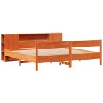 vidaXL Pat cu bibliotecă fără saltea maro 180x200 cm lemn masiv de pin