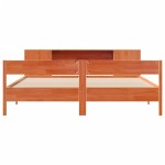 vidaXL Pat cu bibliotecă fără saltea maro 180x200 cm lemn masiv de pin