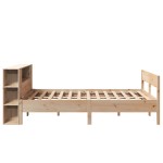 vidaXL Pat cu bibliotecă fără saltea, 150x200 cm, lemn masiv de pin