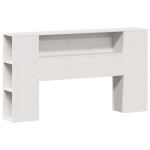 vidaXL Pat cu bibliotecă fără saltea, alb, 150x200 cm, lemn masiv pin vidaXL Pat cu bibliotecă fără saltea, alb, 150x200 cm, lemn masiv pin