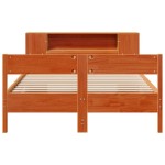 vidaXL Pat cu bibliotecă fără saltea maro 140x200 cm lemn masiv de pin