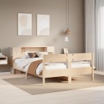 vidaXL Pat cu bibliotecă fără saltea, 120x200 cm, lemn masiv de pin vidaXL Pat cu bibliotecă fără saltea, 120x200 cm, lemn masiv de pin