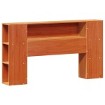 vidaXL Pat cu bibliotecă fără saltea, maro, 120x200 cm, lemn masiv pin vidaXL Pat cu bibliotecă fără saltea, maro, 120x200 cm, lemn masiv pin