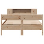 vidaXL Pat cu bibliotecă fără saltea, 135x190 cm, lemn masiv de pin vidaXL Pat cu bibliotecă fără saltea, 135x190 cm, lemn masiv de pin