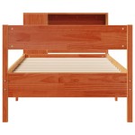 vidaXL Pat cu bibliotecă fără saltea, maro, 100x200 cm, lemn masiv pin vidaXL Pat cu bibliotecă fără saltea, maro, 100x200 cm, lemn masiv pin