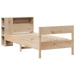 vidaXL Pat cu bibliotecă fără saltea, 90x190 cm, lemn masiv de pin vidaXL Pat cu bibliotecă fără saltea, 90x190 cm, lemn masiv de pin
