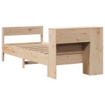 vidaXL Pat cu bibliotecă fără saltea, 90x190 cm, lemn masiv de pin vidaXL Pat cu bibliotecă fără saltea, 90x190 cm, lemn masiv de pin