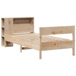 vidaXL Pat cu bibliotecă fără saltea, 75x190 cm, lemn masiv de pin