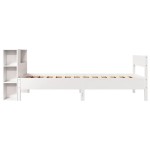vidaXL Pat cu bibliotecă fără saltea, alb, 75x190 cm, lemn masiv pin