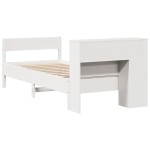 vidaXL Pat cu bibliotecă fără saltea, alb, 75x190 cm, lemn masiv pin