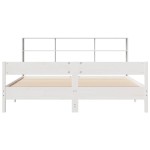 vidaXL Pat cu bibliotecă fără saltea, alb, 200x200 cm, lemn masiv pin