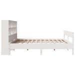vidaXL Pat cu bibliotecă fără saltea, alb, 200x200 cm, lemn masiv pin