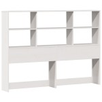 vidaXL Pat cu bibliotecă fără saltea, alb, 200x200 cm, lemn masiv pin