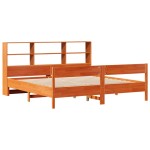 vidaXL Pat cu bibliotecă fără saltea maro 200x200 cm lemn masiv de pin