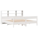 vidaXL Pat cu bibliotecă fără saltea, 180x200 cm, lemn masiv de pin