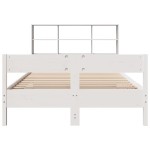 vidaXL Pat cu bibliotecă fără saltea, alb, 160x200 cm, lemn masiv pin vidaXL Pat cu bibliotecă fără saltea, alb, 160x200 cm, lemn masiv pin
